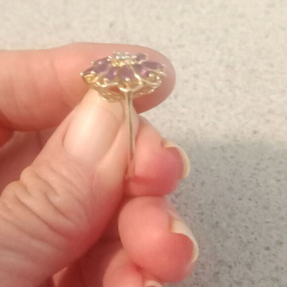 10k diamond and marquise cut amethyst ring size 7 - Picture 5 of 5